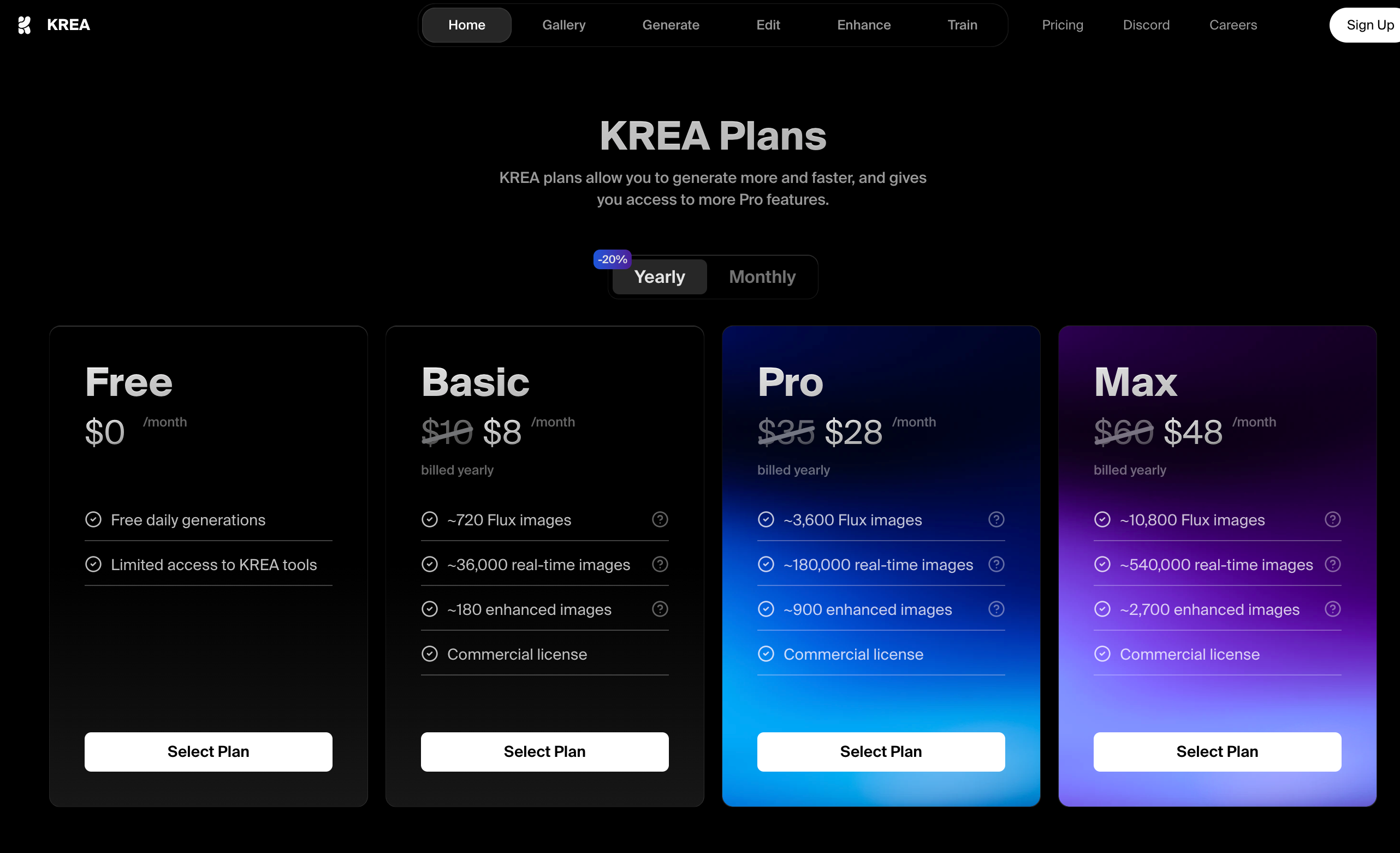 krea pricing