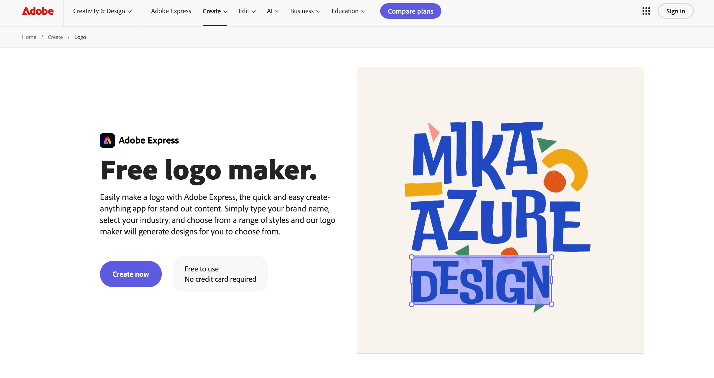 Adobe Express's Free Logo Maker