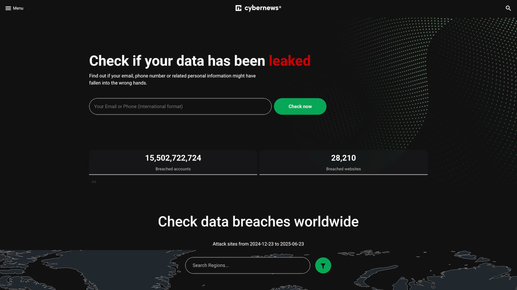 CyberNews Personal Data Leak Checker 截图