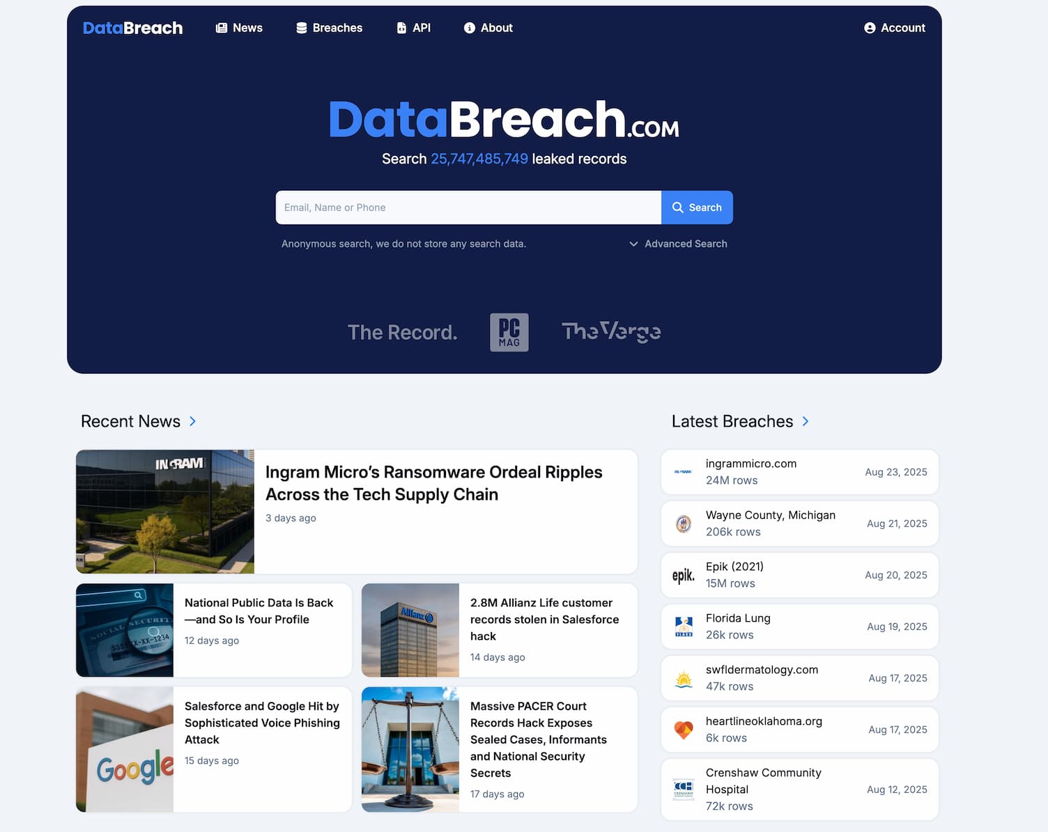 Data Breach Lookup 截图